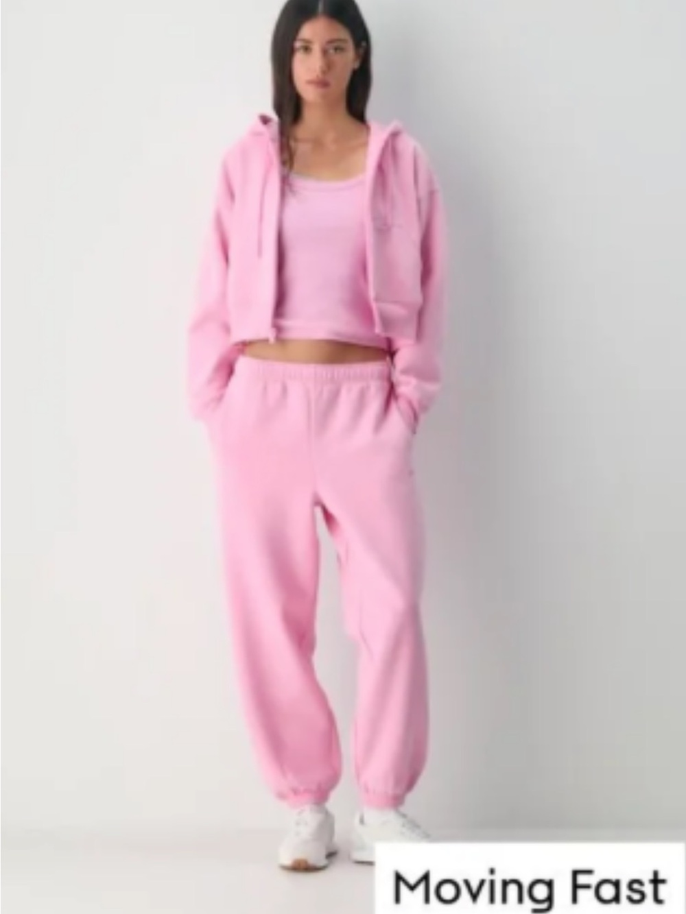 Aritzia cozy sweat fleece joggers in Morganite pink